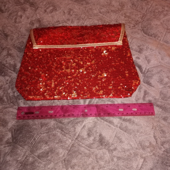 💕5 FOR 25$ Red Sequin & Gold Metallic Sparkly Makeup Bag + EXTRA MAKEUP BAG - Picture 5 of 5